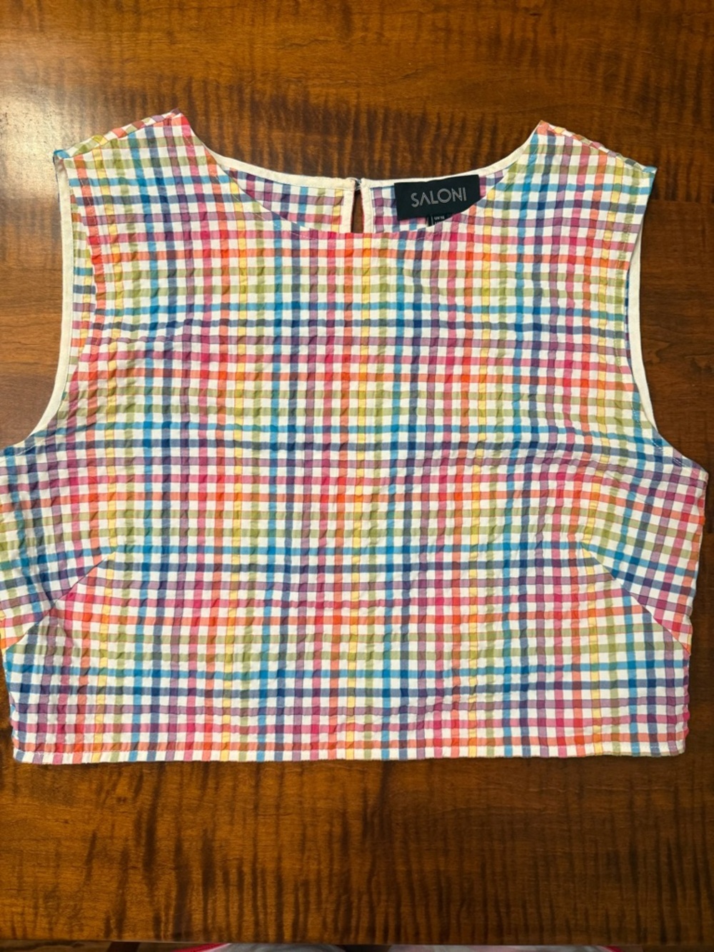 SALONI Multicolor Gingham Crop Shell Top